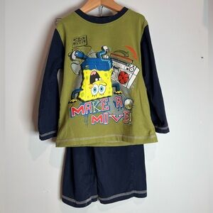 Nickelodeon SpongeBob SquarePants Matching Set Navy & Green Boys Size 5